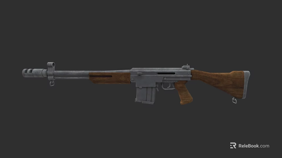 Classic Bolt Action Rifle With Wooden Stock And Metal Body Design 3d model 