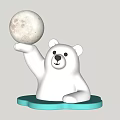 Cute Polar Bear Shaped Table Lamp With Moon Like Light And Blue Cloud Base 3d model