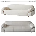 Modern three-seat sofa fabric multi-person sofa combination 3d model
