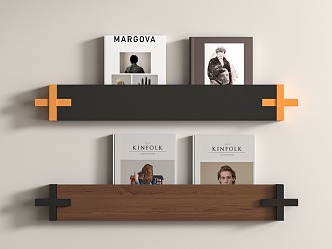 bookshelf book decorations wall-mounted 3d model