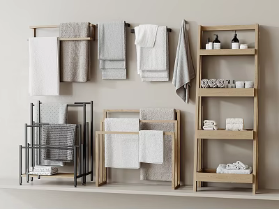 Towel Display And Storage Solutions With Various Racks And Organizers 3d model