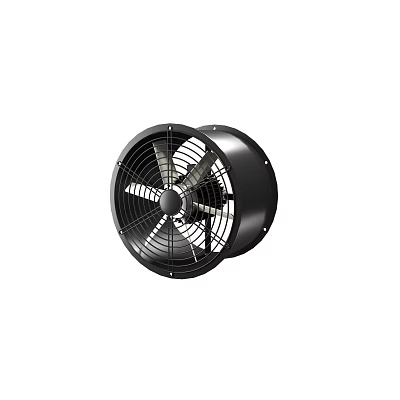 High Performance Black Round Industrial Fan With Metal Blades For Heavy Duty Ventilation 3d model