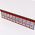Red Metal Railing Modern Design With Vertical Spindles And Top Rail 3d model