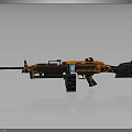 Orange And Black Tactical Rifle With Modern Design Scope And Magazine