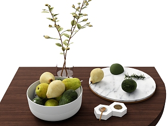 fruit vegetable pear plant vase ornaments plate condiment 3d model