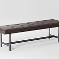 Elegant Modern Upholstered Sofa Bench With Tufted Design And Metal Legs 3d model