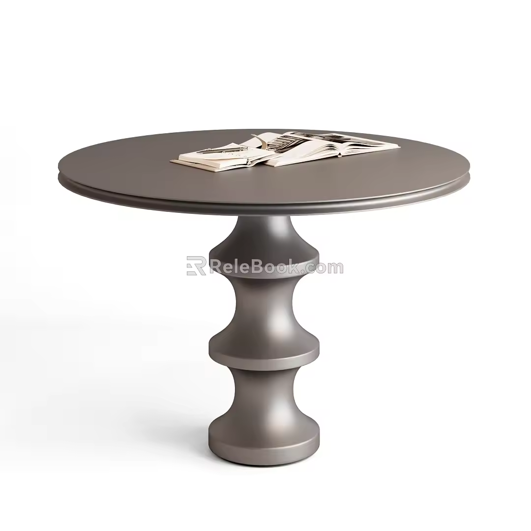 Cream Style Dining Table Round Dining Table Metal Dining Table Vintage Dining Table Negotiation Table 3d model