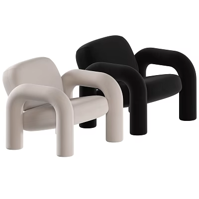 Modern Curved Armchairs In Beige And Black Upholstered For Contemporary Living Spaces 3d model