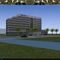 Modern Hotel Building Exterior With Glass Windows Palm Trees And Main Entrance
