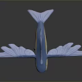Blue Flying Toy Model With Decorative Wings And Streamlined Fish Shape 3d model