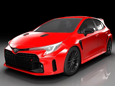 Red Toyota Sporty Hatchback With Black Wheels Aggressive Grille And Aerodynamic Body Design 3d model