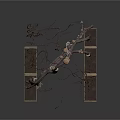 Decorative Wooden Building Featuring Curved Branch Structure And Intertwined Twig Top