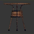 Round Wicker Dining Table With Glass Top And Wicker Legs Black Foot Caps