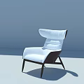 Elegant Modern White Leather Lounge Chair With Comfortable Backrest And Wooden Legs