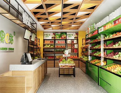 Modern Fruit Shop Simple Fruit Shop 3d model