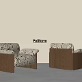 Poliform Single Sofa With Patterned Fabric And Wooden Armrests 3d model