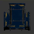 Blue Recycling Bins With Metal Frame And Green Recycle Symbol