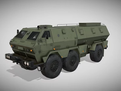 Green Military Armored Truck With Multi Wheel Drive And Tactical Design 3d model