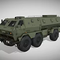 Green Military Armored Truck With Multi Wheel Drive And Tactical Design