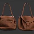 Stylish Brown Leather Handbags With Zipper Pocket And Buckle Closure Design