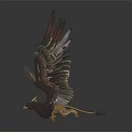 Majestic Flying Eagle With Spreading Wings And Brown Red Green Feathers Soaring
