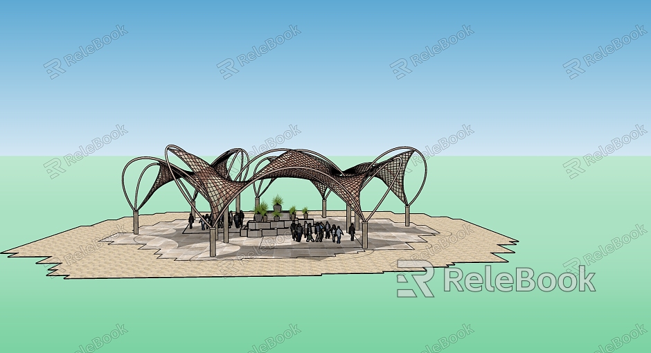 Modern Pavilion Creative Landscape Corridor Frame Residential Landscape Corridor Frame model