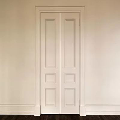 Light Beige Interior Swing Doors With Simple Panel Design And Minimalist Style 3d model