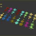 Vibrant Cartoon Style Scene With Colorful Flowers Arranged in an Arc Shape