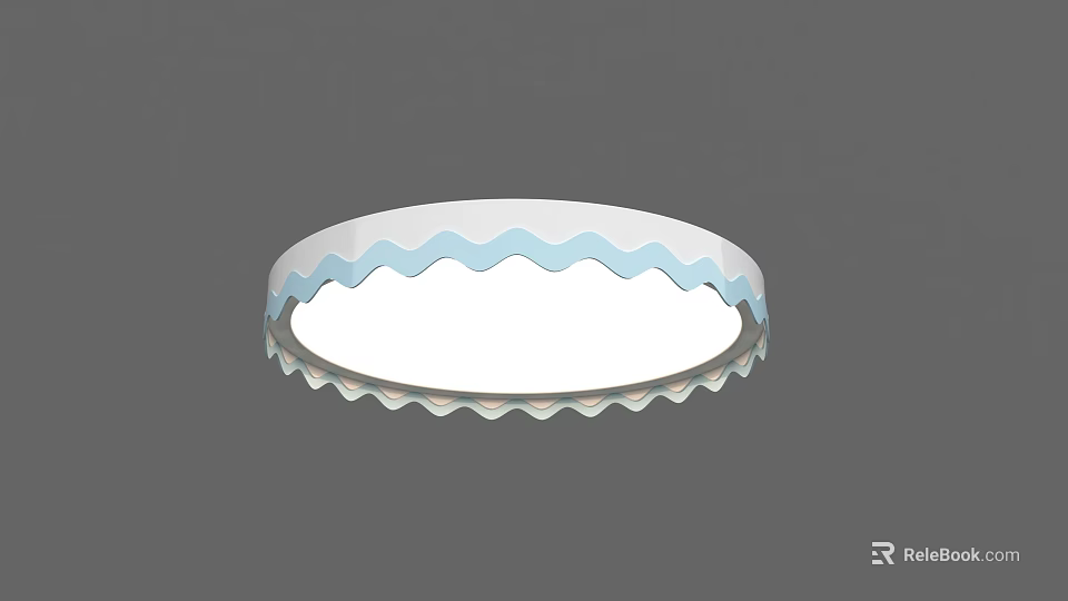 Modern Round Ceiling Light With Wavy White And Light Blue Edge Design 3d model