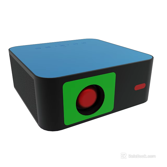 Blue Top Black Body Projector With Green Panel Red Button And Indicator Light 3d model