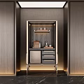 Elegant Modern Wine Cabinet With Glass Door Shelves And Wooden Panel Interior Design
