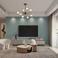 Modern Dining Living Room Interior With Pendant Lights Dining Table And Wooden Cabinets