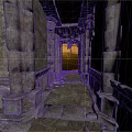 Ancient Stone Corridor With Rough Walls And Stone Floor Leading To Sunset View