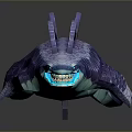 Mythical Purple Blue Creature With Spiked Back And Scaly Texture Glowing Mouth