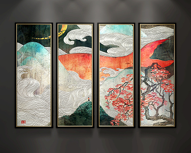 New Chinese Landscape Painting Hanging Painting Decorative Painting 3d model