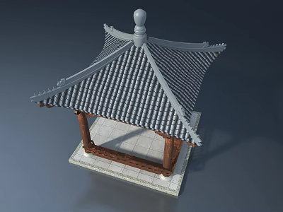 Traditional Chinese Style Wooden Swing Door For Garden Pavilion Decoration 3d model