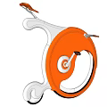 Orange and White Modern Bicycle with Sleek Circular Frame and Innovative Design Structure