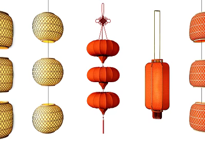 New Chinese Lantern Lantern Combination 3d model New Chinese Lantern Lantern Combination 3d model