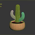 Green Cactus Potted Plant in Orange Clay Pot for Indoor Home Decoration