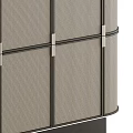 Modern Minimalist Wardrobe With Light Wood Tone Vertical Striped Design And Metal Accents