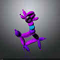 Cartoon Balloon Animal Character With Pink Purple Blue 3D Design And Blue Neck Detail