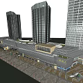 Commercial Complex With High Rise Buildings Shopping Mall And Plaza Facilities