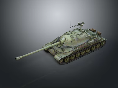 Military Tank with Camouflage Paint Long Cannon Barrel Heavy Tracks and Turret Design 3d model