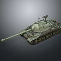 Military Tank with Camouflage Paint Long Cannon Barrel Heavy Tracks and Turret Design