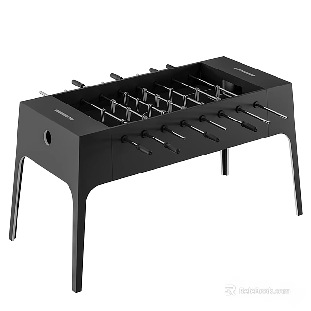 Black Foosball Table Play Equipment With Table Design Player Rods And Goal Nets 3d model 