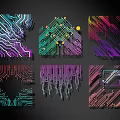 Colorful Circuit Board Wall Decor With Various Artistic Tech Inspired Patterns And Designs 3d model