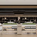 Modern Reception Area Interior With Marble Wall Reception Desk Hanging Lights And Plant