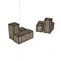 Wooden Boxes Stacked In Different Arrangements With Brown Texture Design 3d model