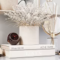 Minimalist Decorative Ornament Set With Dried Flowers Vases Candles Mirror And Picture Frame