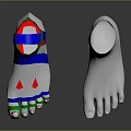 Colored Foot Model With Color Coded Sections And White Anatomical Reference Model 3d model